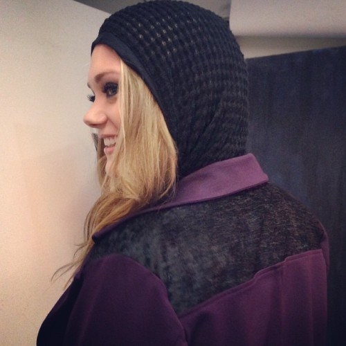 This behind the scenes shot of our Blade Jacket in Amethyst shows the killer distressed chenille det