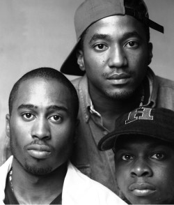 Q-Tip, Ali Shaheed and Fife Dog of a Tribe Called Quest in 1992. This picture was taken for the cover of the Source magazine. Andy Hilfiger, Tommy&rsquo;s younger brother, came to the shoot to try to get his brother&rsquo;s clothes on Q-Tip for the shoot.