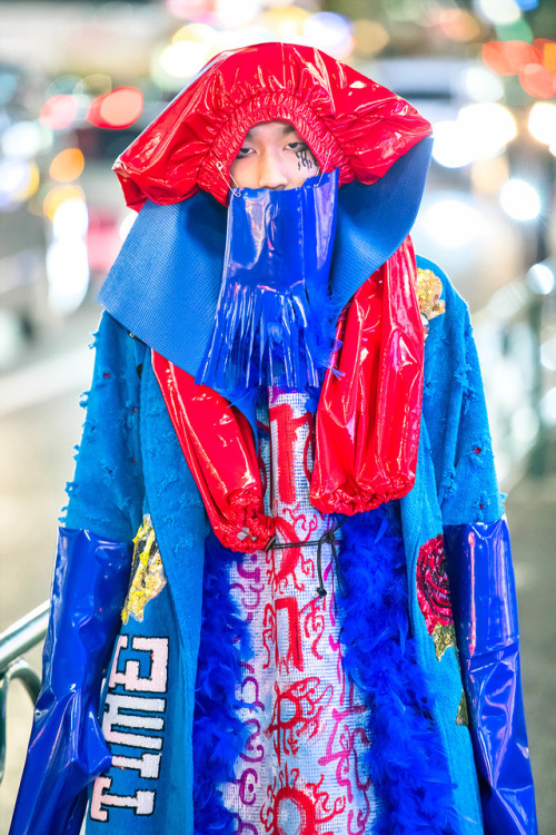 Avantgarde fashion-loving 17-year-old Japanese high school student Kanji on the street in Harajuku a