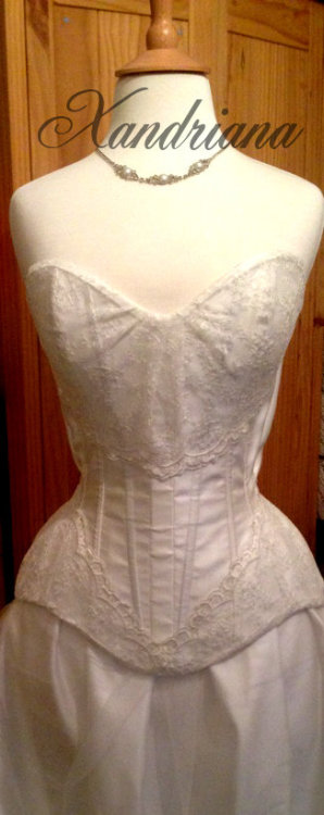 Finally finished a bridal corset I’ve been working on.Satin Duchess with lace overlay