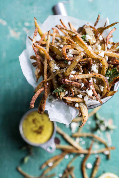 do-not-touch-my-food:    Greek Feta Fries with Roasted Garlic Saffron Aioli  