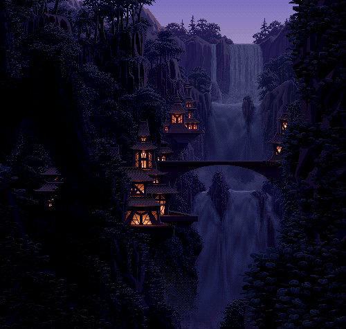 the2dstagesfg:“Jungle Waterfall (Clear)” By Mark Ferrari are those pixels? :D