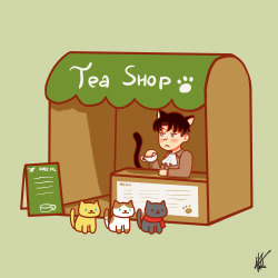 motiart:  Neko Levi is trying to care of his tea shop  ☆ 