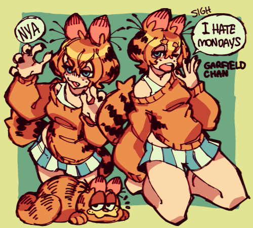 slimegirlunlimited:onebadnoodle: i wanted to make my day worse so i drew cat girl garfield