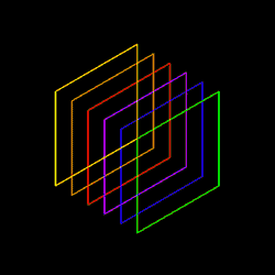 dailycube:   Cube#207 Title: Rotating rainbow squares Material: Animation / gif / blender Year: 2013   
