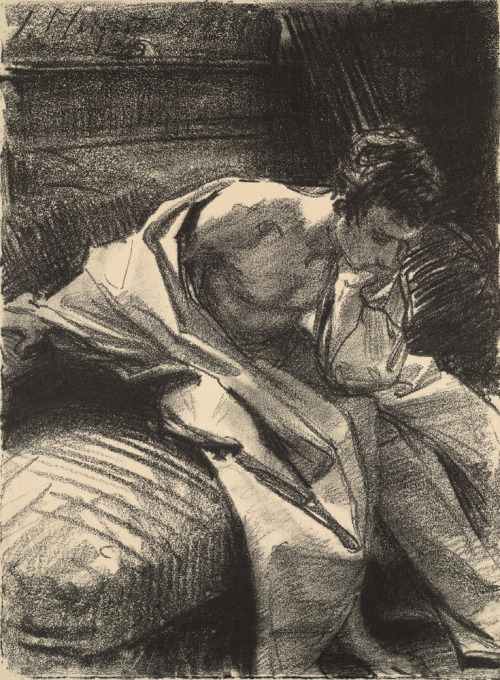 John Singer Sargent (American, 1856–1925), Study of a Young Man (Seated), 1895. Lithograph. Johnson Museum of Art - Cornell University