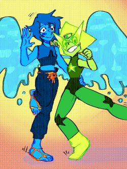polyglotplatypus: lapis and peridot to the rescue!! i love love love these new designs and honestly the only reason peridot doesnt do fusion is because if she did, lapidot would form kamina