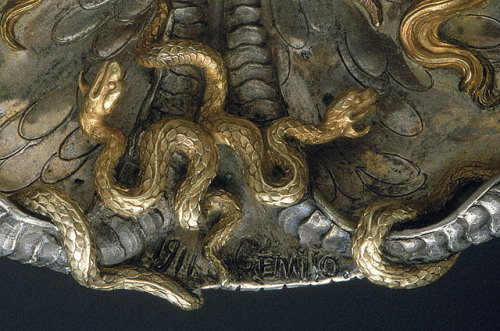drawpaintprint:Medusa Vincenzo Gemito Italian, Naples, 1911 Parcel-gilt silver H: 9 1/4 in.