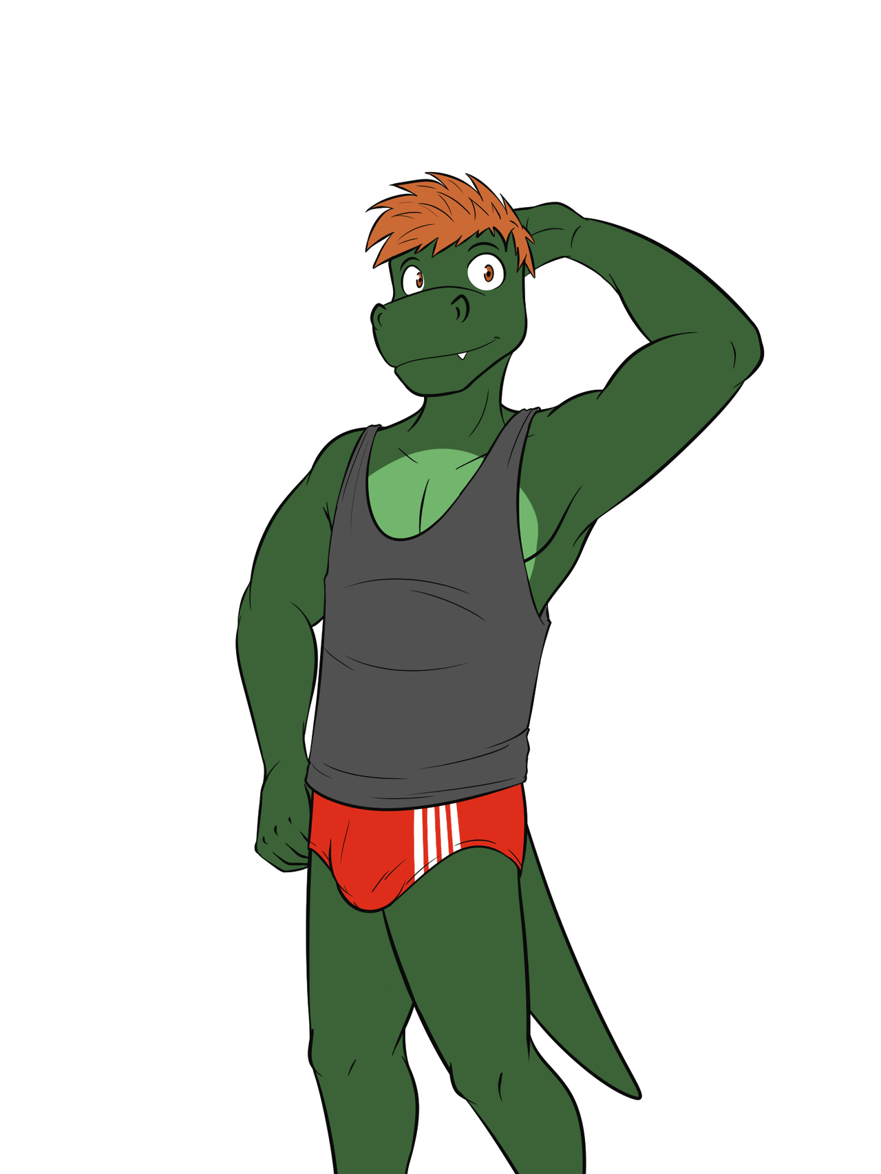 Alternate outfits of the gator in the red outfit
