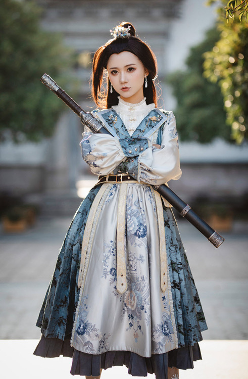 lolita-wardrobe:New Release: Fantastic Wind 【-The Folk Song of Changan-】 #QiLolita #MilitaryLolita O