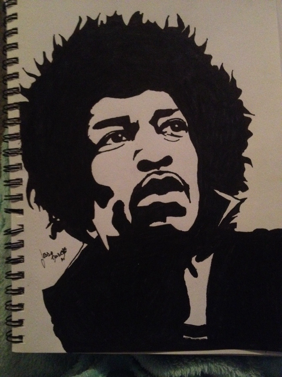 psychedelic-freak-out:  Drew Jimi Hendrix in sharpie c: