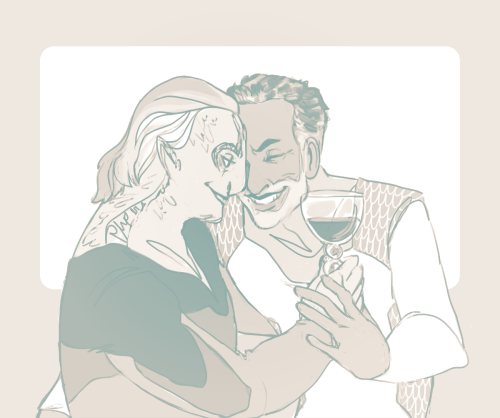 sankseas:Old Space Couple Laughs with Space Wine