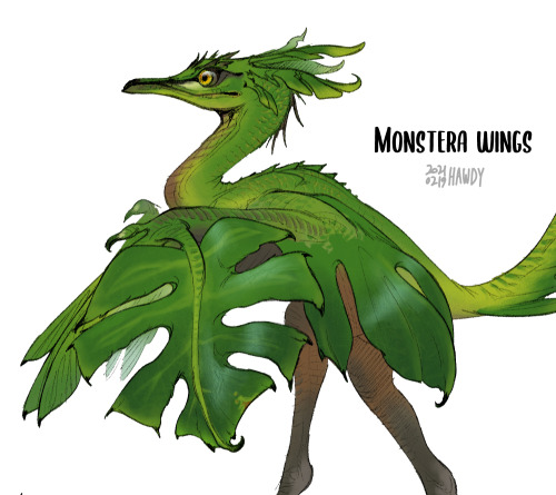 monstera wings 🌱🐲 #wyvern#dragon#creature#creature design#animal#drawing#sketch#concept art#monstera#hawdy#original