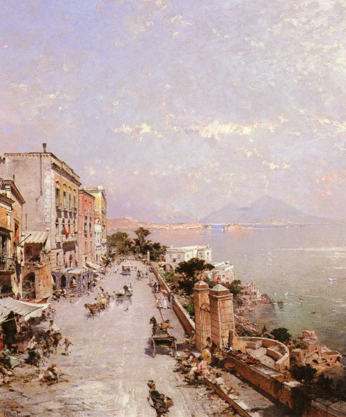 antoniettabrandeisova: A View In Venice, Rio S. Marina and A View Of Posilippo, Naples by Franz Ri