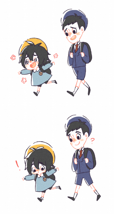 chikufanart:  babe Hiro and Tadashiwhen Hiro first time go to kindergarten XD