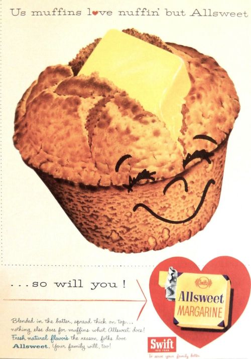 ‘Us muffins love nuffin’ but Allsweet &hellip; so will you!’Advertisement for 