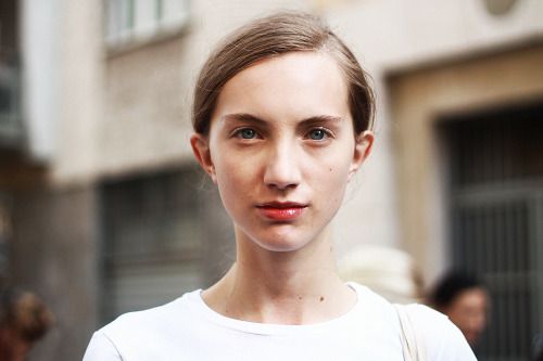 Veronika Munk posing after MSGM / MFW ss15 street style / shot by Valentina Botta