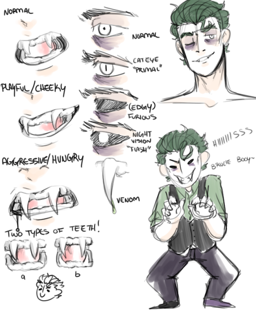 smolbeanjoker:

Just a doodle and a little bit of an idea of whats up in the vampire au, lmao.  Keep reading 