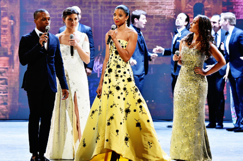 dinah-lance: Leslie Odom Jr., Phillipa Soo, Renee Elise Goldsberry, and Jasmine Cephas Jones perform