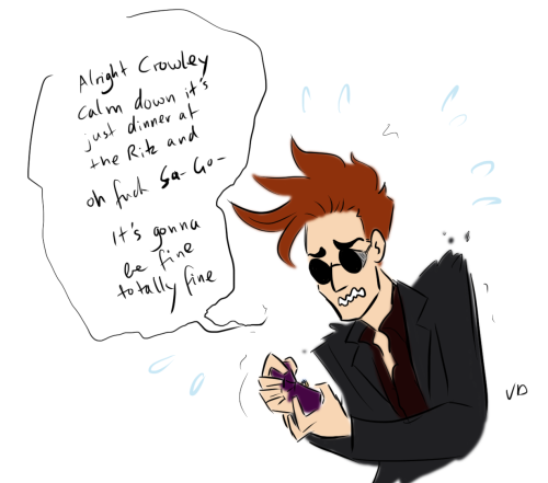 asparklethatisblue:Crowley gets more snake-is when he’s especially nervous. And you can’t get much m