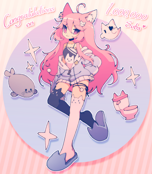 drawing i made for nyanners reaching 1 million youtube subs ^^ she’s my fav english vtuber