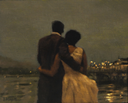 seravph:anne magill x franza kafka [ID: paintings of people sitting close together and a block of te