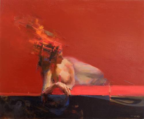 Taeil Kim aka 김태일 (Korean, based Seoul, South Korea) - Pause No.0208, Paintings: Oil on Canvas