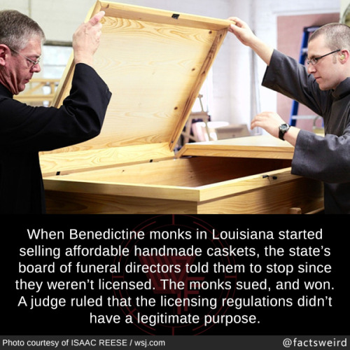 mindblowingfactz:When Benedictine monks in Louisiana started selling affordable handmade caskets, th