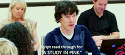 notmydate:  Benedict Cumberbatch &amp; Martin Freeman | Sherlock Uncovered, first read-through of A Study in Pink.