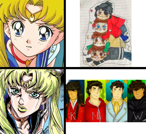 "Literallykeyshia And @evenceflux18 Drawing The K. N. E. W Boys At The Same Time And The Same Day Isn't