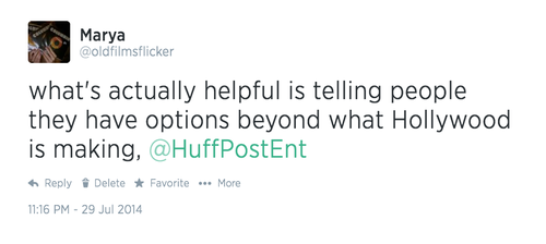 oldfilmsflicker:                      Please ignore the typo in that last tweet. Also, I know it’s hard, but seek out the better movies with better representation. The more you do that, the more Hollywood gets the message.