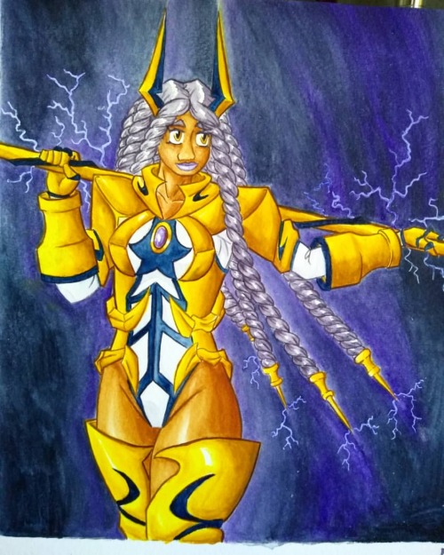 Painting of Adele in her slightly redesigned avatar form. Gave her a spear and changed the armor sli
