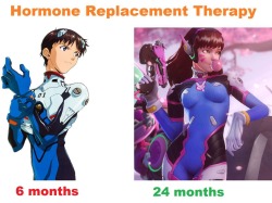 insufferable-child:  arlinn-kords-wife:  Estradiol gives you a gun.  I’m coming up on 24 months and still look like shinji  where r my FKN  tiddies 