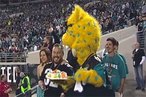 sizvideos:  Watch the hilarious moment when a mascot pies a Texans fan with cake