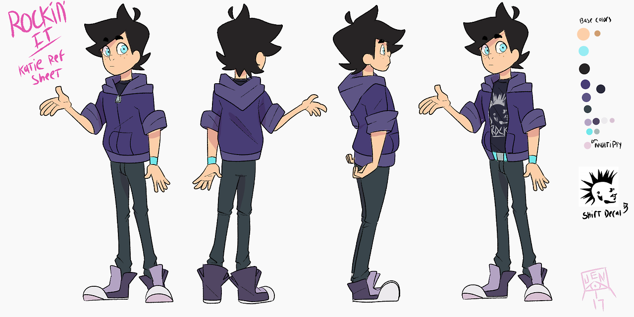 Main character ref sheets for my final film, Rockin’ it!! Meet Katie and Rocki~