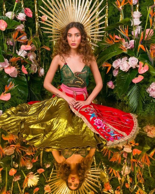 saintjoan:Leila Rahimi as Golden Tropical Goddess for Amazon Studios by Alia Pop