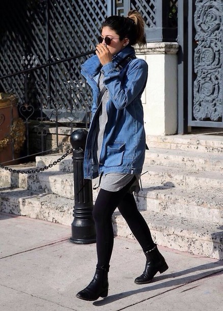 Kylie Jenner: Denim Jacket, Black Boots