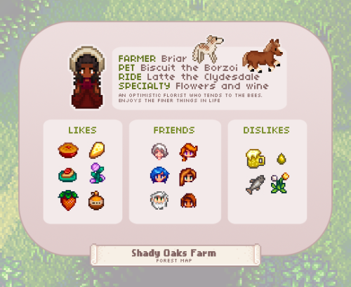 stardewies: meet my farmers! featuring my main save (west isle) + farmers i have planned for the fut