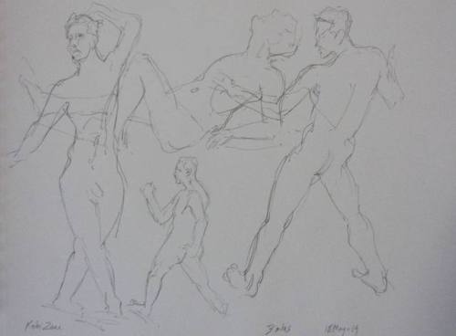 Life Drawings from yesterday, 18 May 2019, at Eureka Valley Recreation Center.  The model is Kobi Za