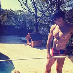 greenspeedos:  can he clean the pool….who cares……just stand there