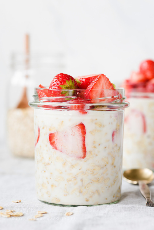 mike13mt: Overnight oats with strawberries in a jar by Arx0nt