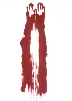 sheholdsyoucaptivated:  iehudit: ana mendieta, body tracks (rastros corporales), 1982, blood and tempura on paper  Me whenever I feel any emotion