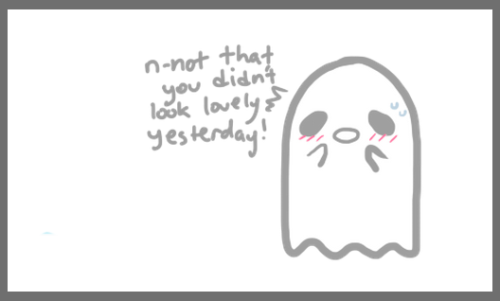gnomosexuals:i drew a blushy ghost thing bc my dash feels kinda…..gloomy??? idek but here it is