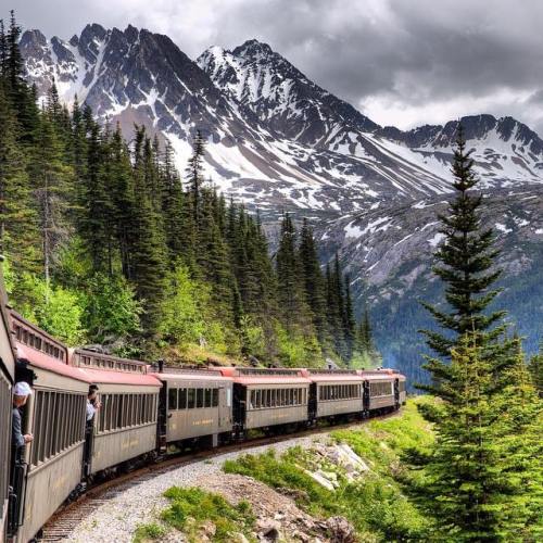 Yukon Railroad over the mountains to Skagway, Alaska.