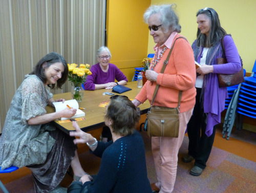 Milana Marsenich read and signed copies of her novel Copper Sky at North Lake County Public Library,