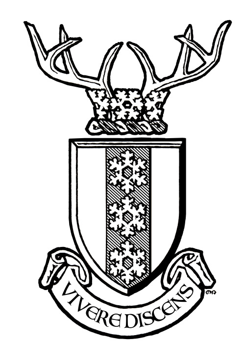 A design for a coat of arms for a gentleman in Michigan, United States of America.  Hand-drawn with 