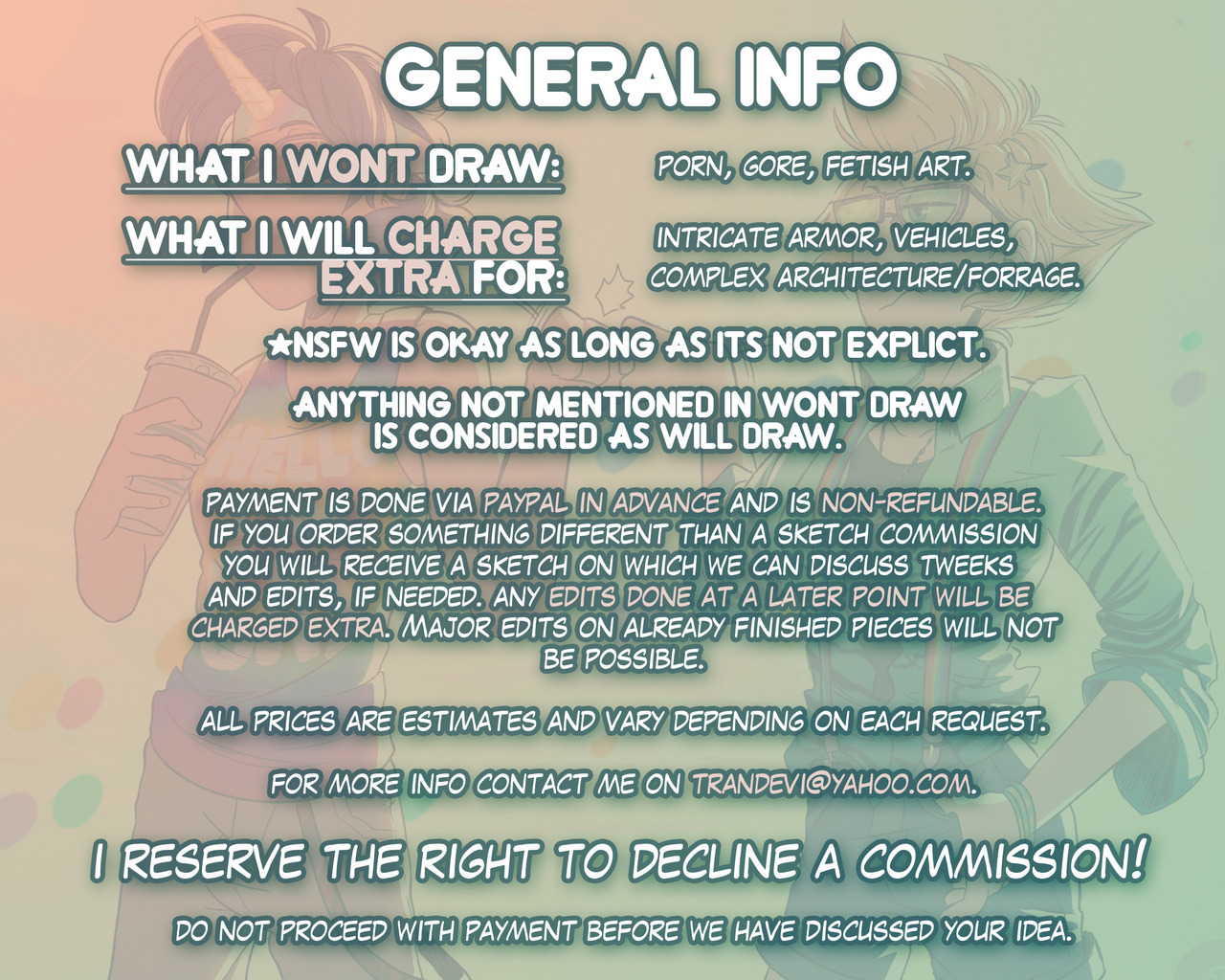 dement09: &gt;TRADITIONAL COMMISSIONS INFO&lt; If you can’t afford a commission