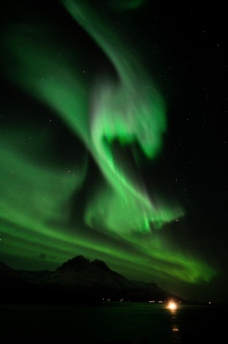 spaceexp:  High Intensity Aurora Borealis over Norway Source: John A.Hemmingsen (flickr)