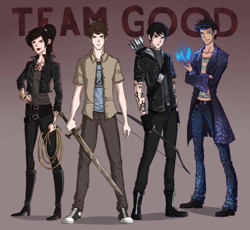 cassandraclare:  i love this! isabellefuhr:  Team Evil [x] vs. Team Good [x] 