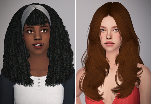 All these hairs come in @poppet-sims textures and v2 colors. Meshes included, elders go gray, binned